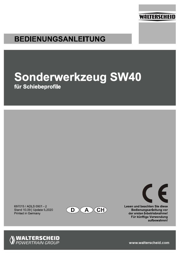 Bedienungsanleitung Sonderwerkzeug SW40
