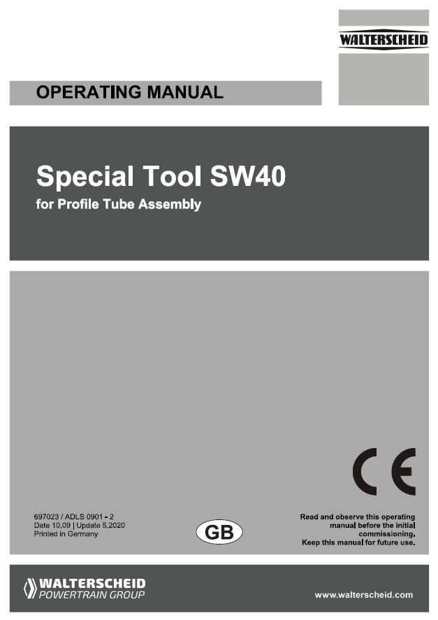User manual special tool SW40