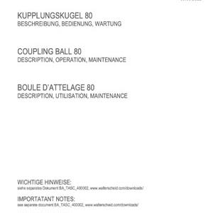 Bedienungsanleitung Kupplungskugel 80 allgemein - Beschreibung, Bedienung und Wartung